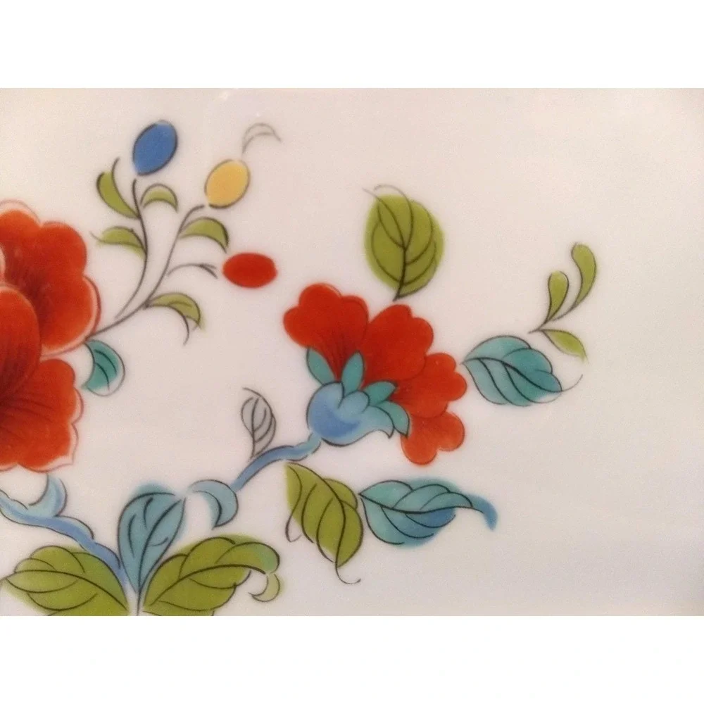 Limoges France Porcelain Vanity Tray LEC Handpainted Floral Scallop Edge Trinket